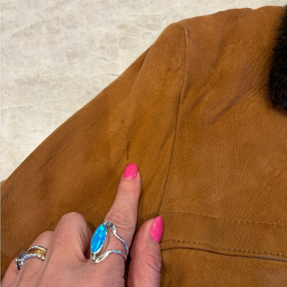 Vintage Holiday Suede & Shearling Coat | Treated Suede | Boston, Mass. - Picture 6 of 12